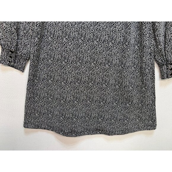 Loft Womens Cozy Square Neck Shift Dress Long Sleeve Size M Black White Speckled - Picture 12 of 12